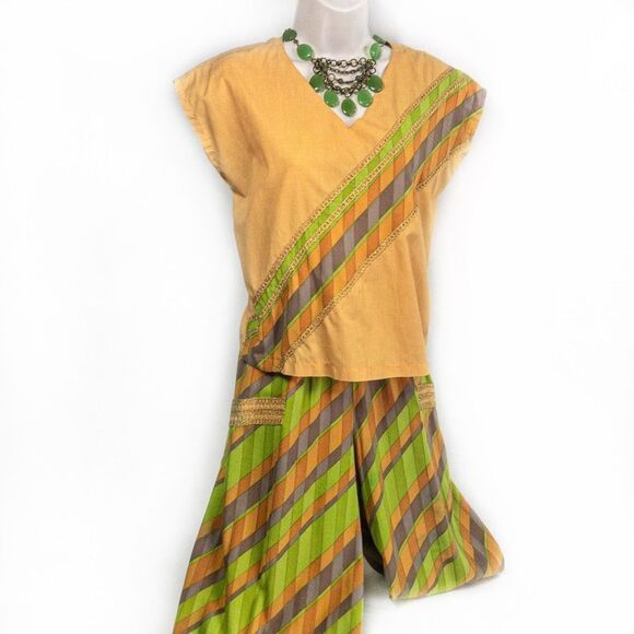 VTG Electric Company Orange/Green 2-Piece Culotte Set Sz S - Picture 3 of 12